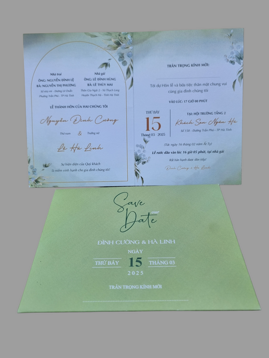 🌿GREEN SAVE DATE wedding invitation🌿